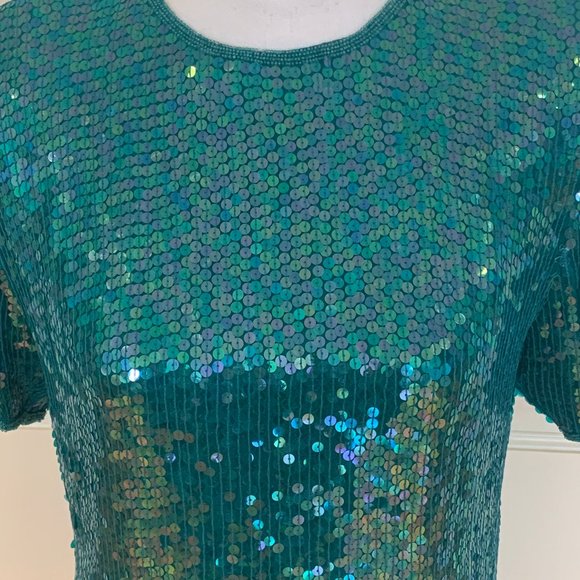 Vintage Scala 100% Pure Silk Sequin Cocktail Dress - Picture 2 of 7